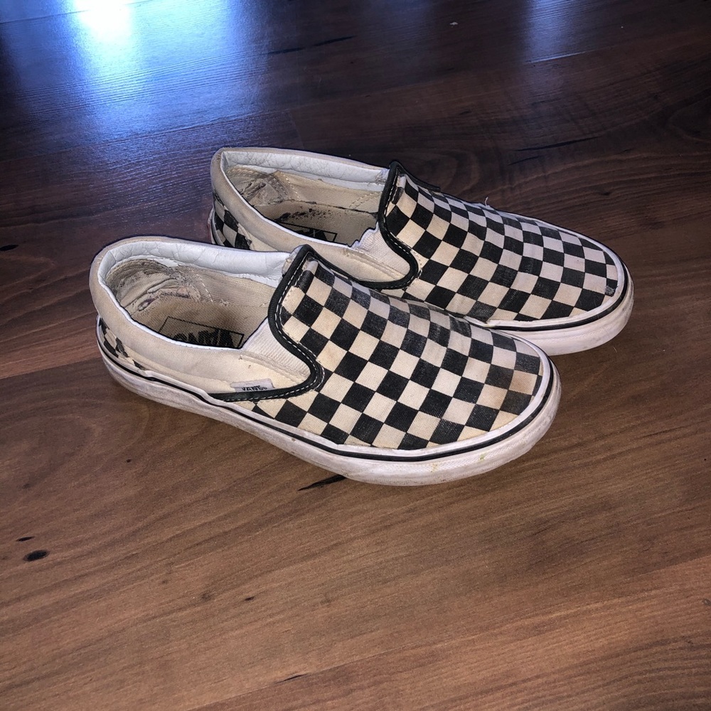 Checkered slip on vans